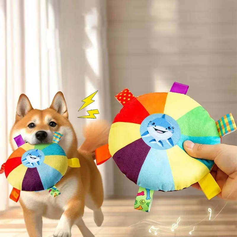Flying Disc Dog Training Toy - 6PCS Rainbow Plush Flying Saucer Dog