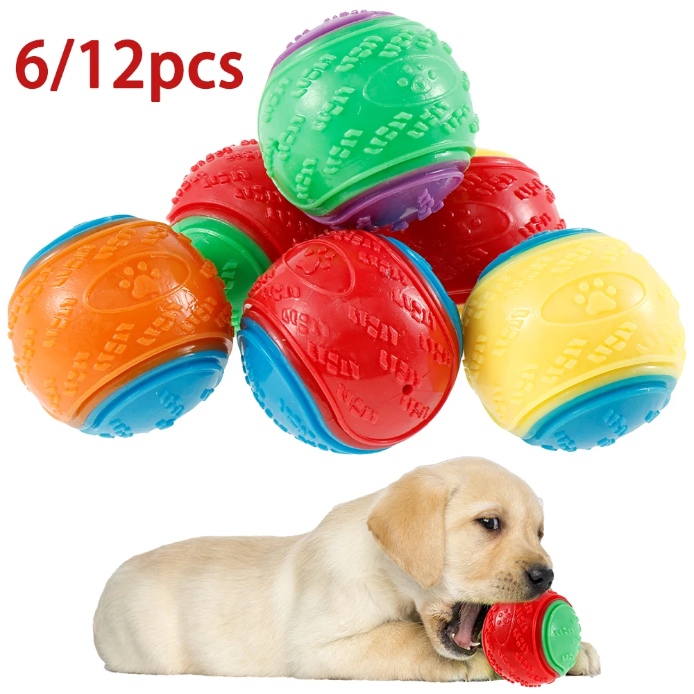 Interactive Squeaky Plush Dog Toy - 6/12Pcs Dog Squeaky Balls Toys High