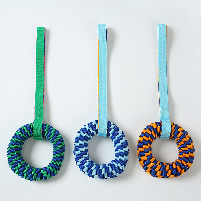 Dog Rope Toy Aggressive Chewers - Indestructible Dog Chew Toy Donut, Woven