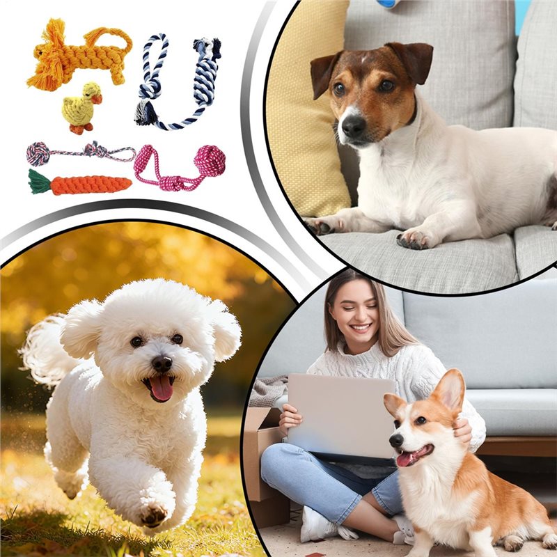 Rope For Dogs 6 Pieces Cotton  - Dog Rope Toy Aggressive Chewers review and price