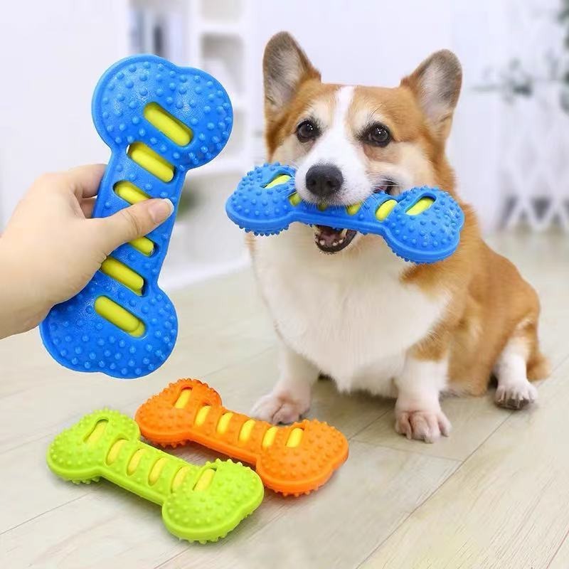 Durable Rubber Dog Chew Toy Sq - Teeth Cleaning Dog Chew Bone review and price