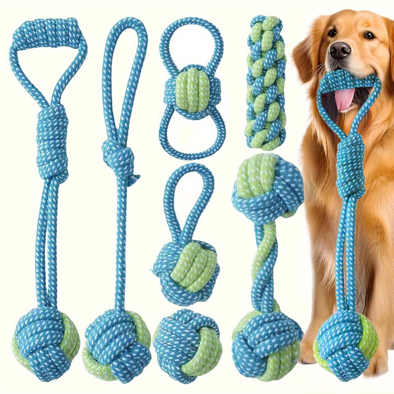 7pcs  Interactive Knot Toys Du - Dog Rope Toy Aggressive Chewers review and price