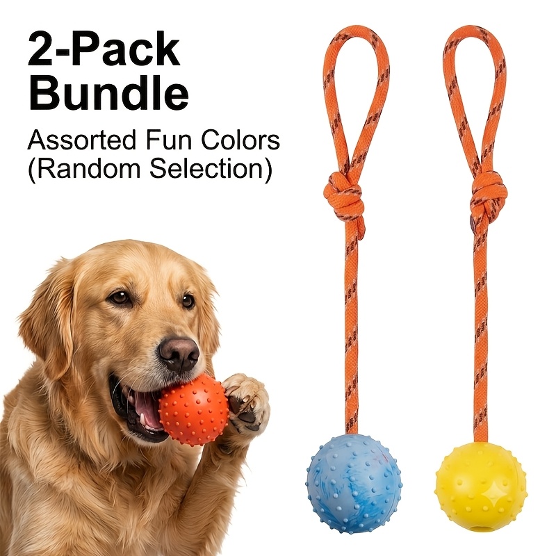 2-Pack Durable Rubber Dog Ball - Dog Rope Toy Aggressive Chewers review and price