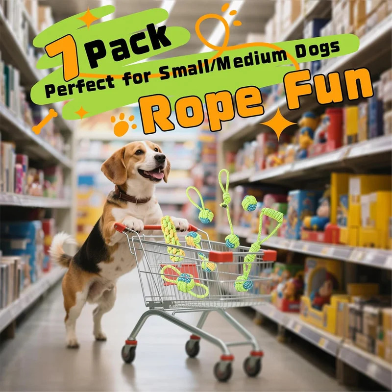 1/7 Pack Heavy Duty Dog Tug Ro - Dog Rope Toy Aggressive Chewers review and price